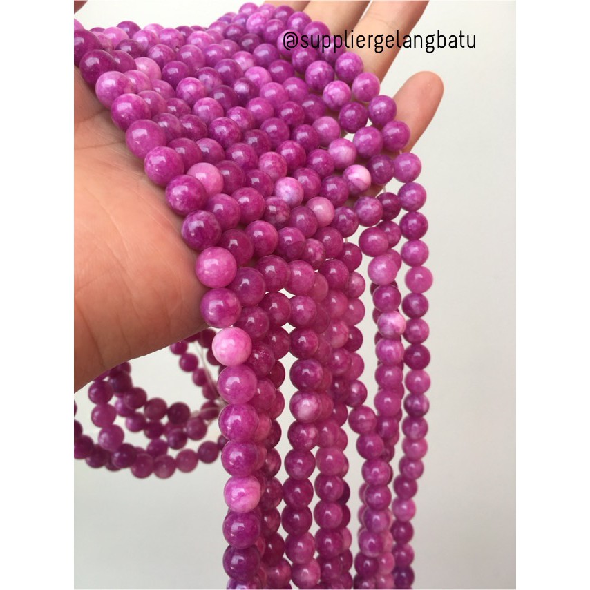 Bahan Batu Lavender Agate 8mm Bahan Akik Impor Rare Ungu Purple Bacan Bead Stone Ungu Violet etnik