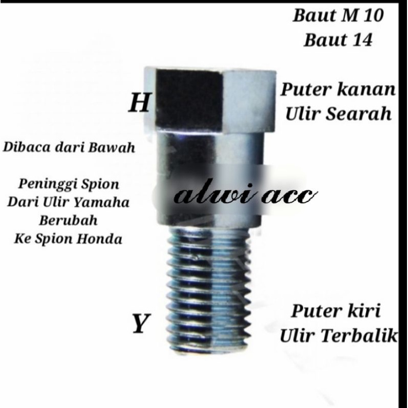 Adaptor Peninggi Spion YAMAHA Terbalik Atas ulir Honda searah