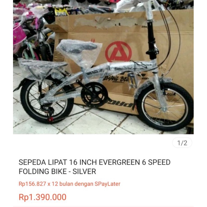 Preloved Sepeda Lipat 16 inch Evergreen