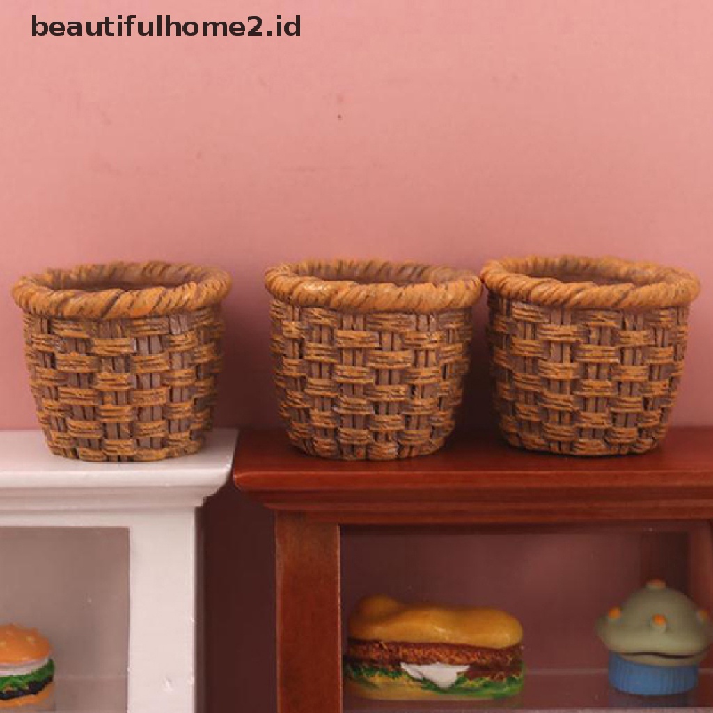 (beautifulhome2.id) 1pc Miniatur Keranjang Bahan Resin Untuk Aksesoris Dapur Rumah Boneka 1: 12