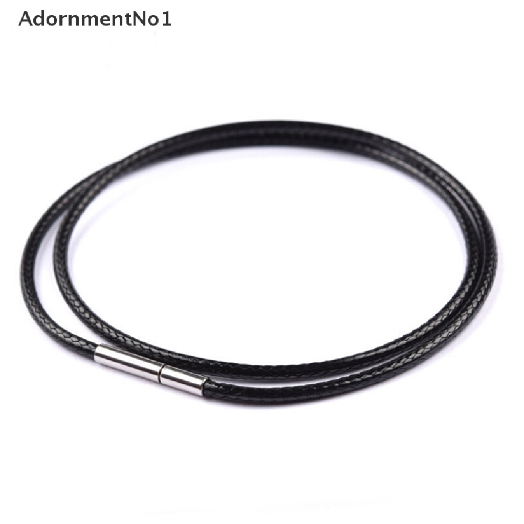 (AdornmentNo1) Kalung Choker Tali Kulit Wax Warna Hitam Dengan Gesper Stainless Steel