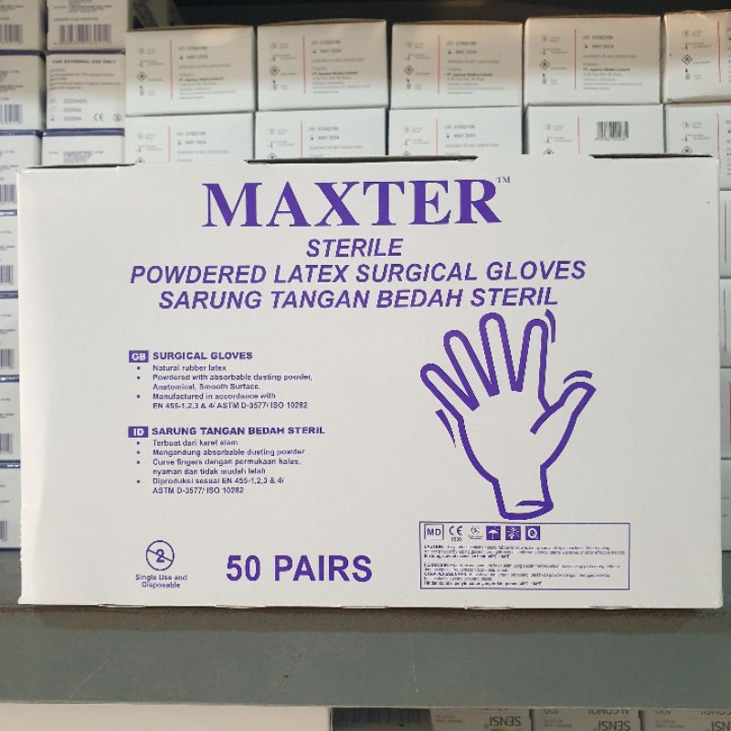 Sarung Tangan Medis Sarung Tangan Steril MAXTER Steril Handscoon Medis isi 50