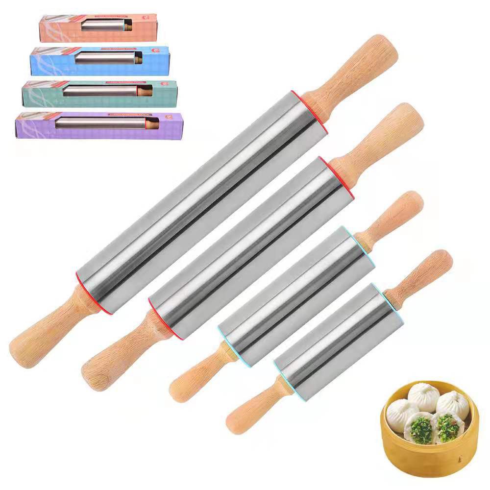 ROLLING PIN Gagang Kayu / ROLLING PIN STAINLESS STEEL / PENGGILING ADONAN