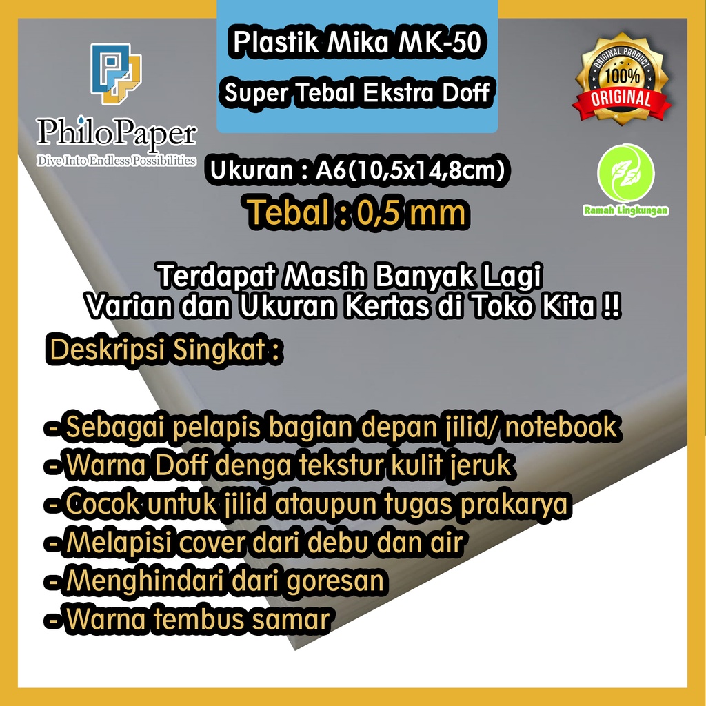 

Plastik Mika Super Tebal 0,5 mm Ekstra Doff MK-50 A6