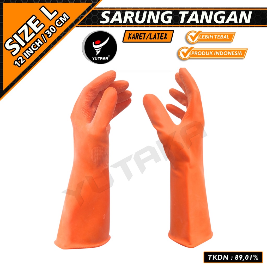 SARUNG TANGAN KARET 12 INCH YUTAKA Orange/sarung tangan karet cuci piring/murah  sarung tangan karet