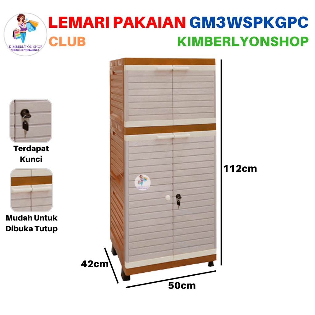 Lemari Pakaian Laci Kabinet Plastik Grand Mini Susun 3 GM3WSPK Club