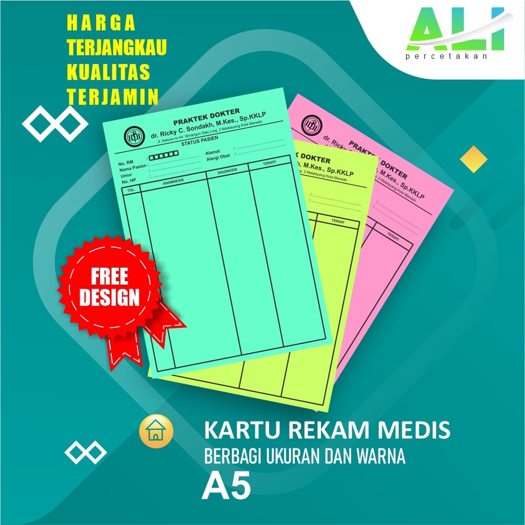 

CETAK KARTU REKAM MEDIS CETAK CUSTOM PERCETAKAN UKURAN A5 BRIEF CARD