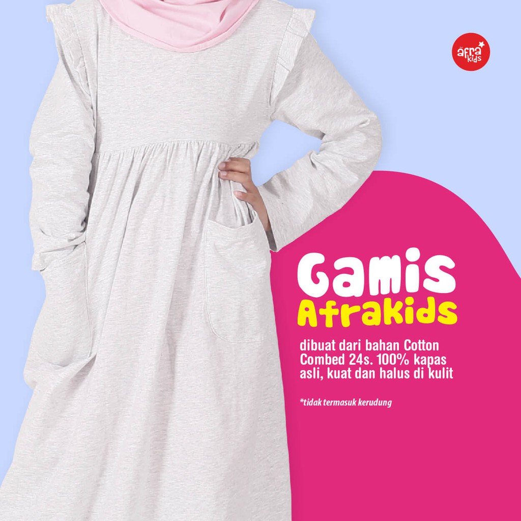 Gamis Anak Afrakids AFRA - GA001 Abu Misty - Baju Muslim Anak Perempuan