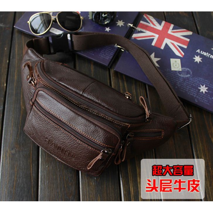 Waist Bag Tas Pinggang Kulit Sapi Asli Import