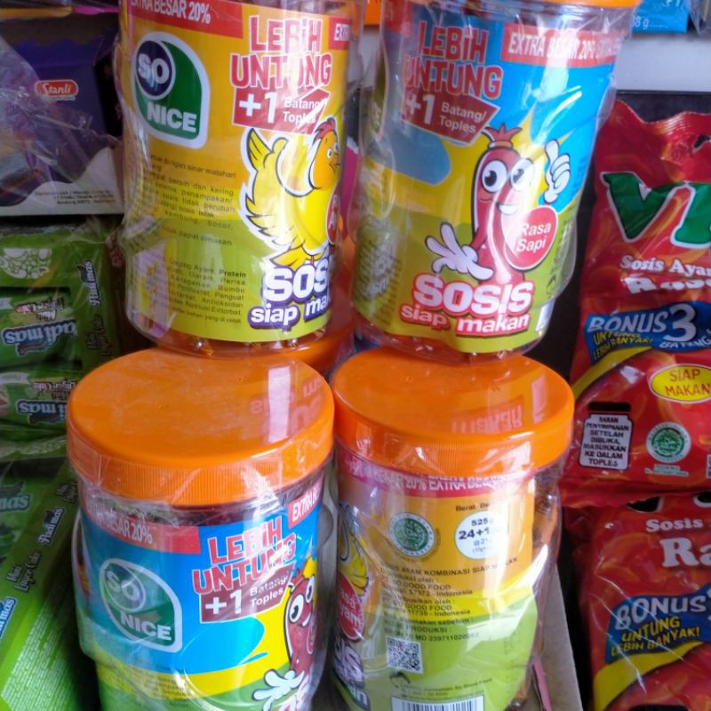 

sosis sapi dan sosis ayam sonice kemasan toples
