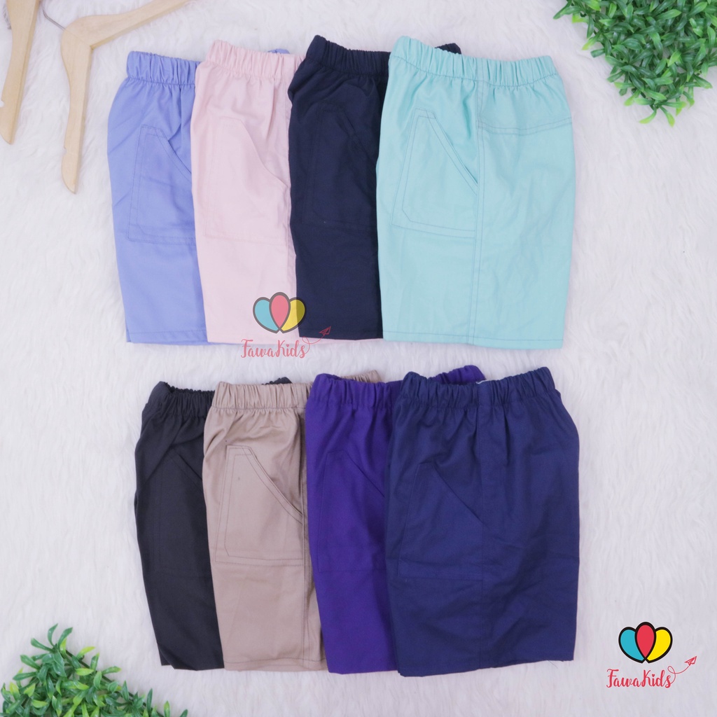 Celana Ghani Premium Uk.2-3 Tahun / Celana Pendek Harian Anak Laki Kolor Pants Kantong Bawahan Polos