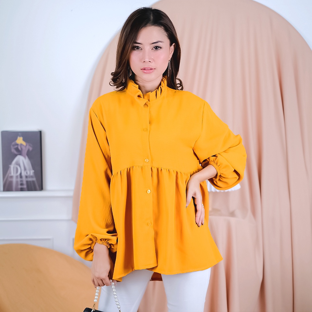 BEFAST - ZEC OOTD Wanita Blouse ASHUA / ⭐ PREMIUM AIRFLOW CRINCLE ⭐Rachel Blouse / Pakain Wanita Remaja / Blouse Lengan Panjang / Blouse Banyak Warna / Blouse Termurah / Blouse Wanita Hijab