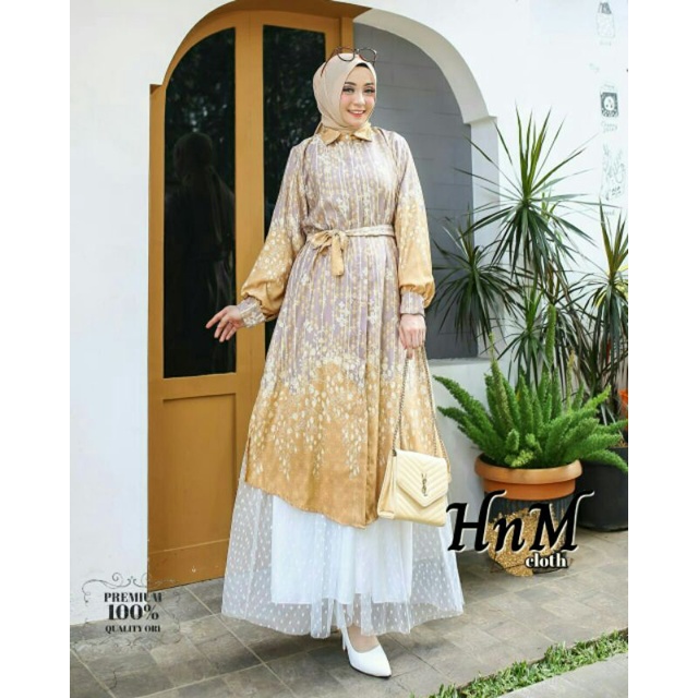 ST Set Stelan Atasan Tunik Maxmara Rok Tutu Dot Nuna