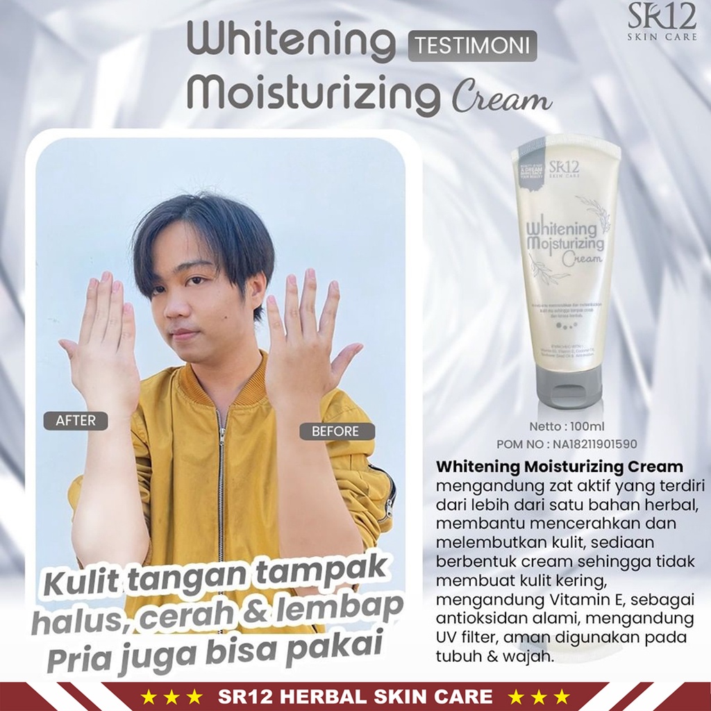 Whitening SR12 - Whitening Moisturizing Cream - Whitening Night Body Lotion - Lightening Body Lotion - Hand Body Lotion SR12 Skincare - HB Pemutih