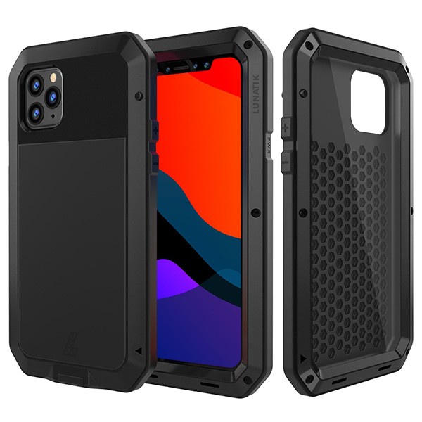 GoodCase - Hard Case iPh 13 Pro/ 13 Pro Max | 12/ 12 Mini/ 12 Pro 6.1 | 11/ 11 Pro/ 11 Pro Max Lunatik Taktik Case Gorilla Glass Full Black