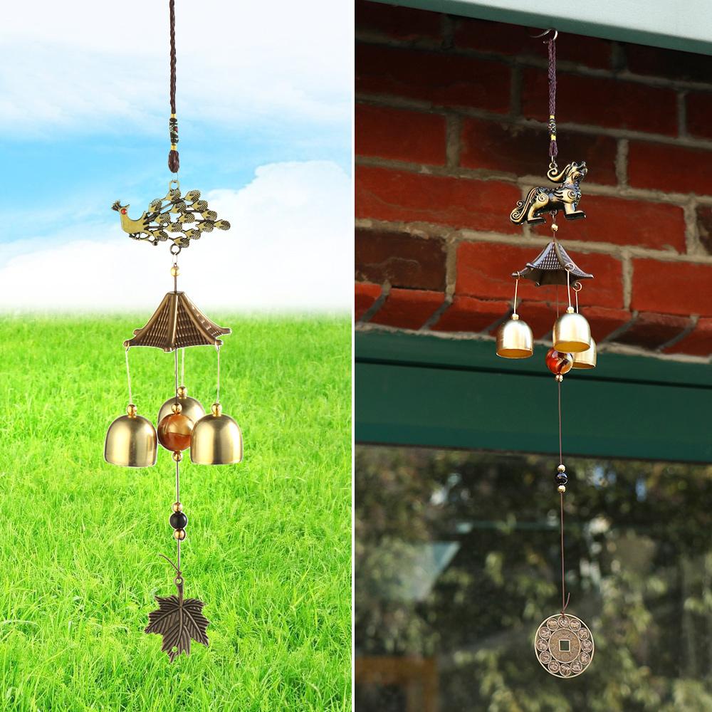 Suyo Retro Metal Wind Chime Gaya China Balkon Jendela Merak Kylin Tower Keberuntungan Charms