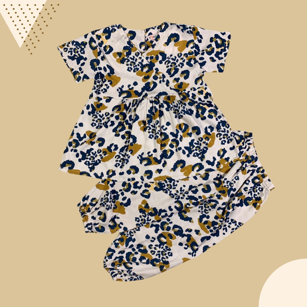 2-6 TH SETELAN ANAK PEREMPUAN KIMMY ONE SET ANAK RAYON  by BOBO KIDS-Misty navy leopard