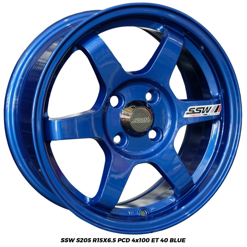 Velg Mobil TE37 SSW S205 Ring 15x6.5 Pcd 4x100 ET.40 Blue