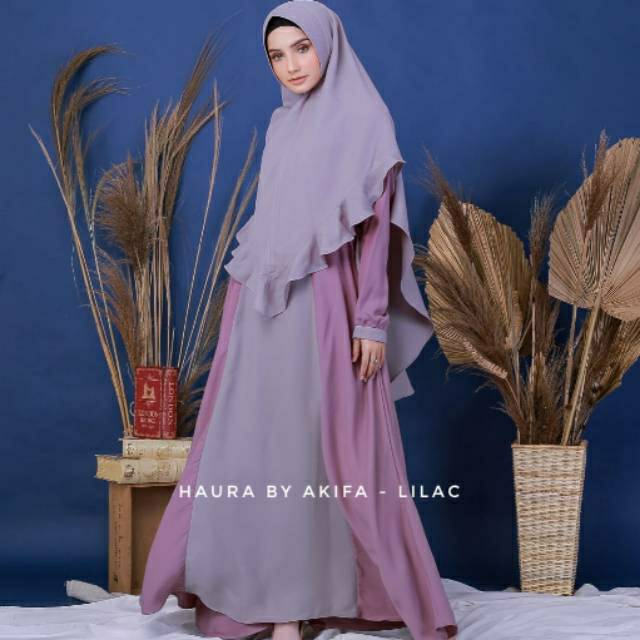 ( READY ) Gamis Syari HAURA SET KHIMAR by AKIFA