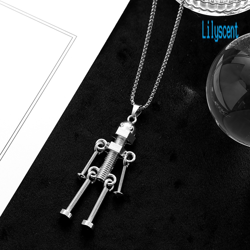 Kalung Liontin Bentuk Robot Bahan Stainless Alloy Warna Solid Tahan Lama Gaya Hip Hop Untuk Pria