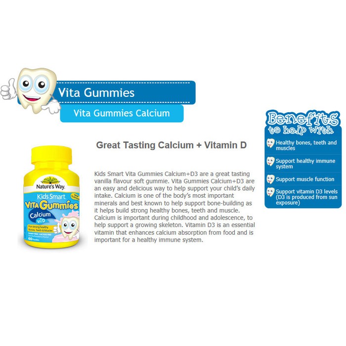 

Nature's Way Kids Smart Vita Gummies Calcium 60 Pastilles