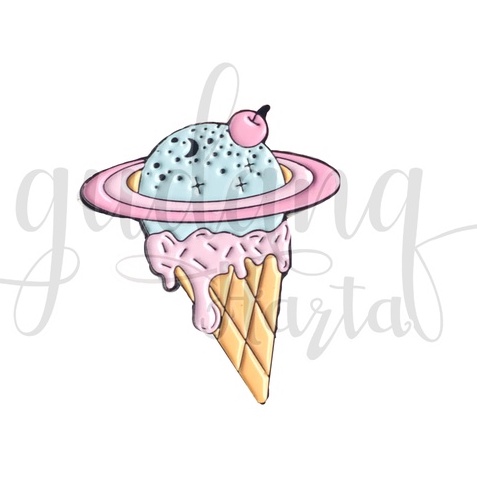GEMEZZ Pin Galaxy Ice Cream Bros Tas Motif Es Krim Planet Pink GG 208836