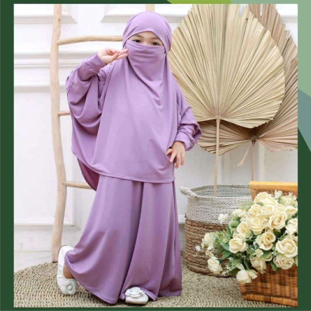 Aisyah Kids Gamis Anak Perempuan Set Hijab French Khimar Usia 5-7 Tahun Bisa Bayar Ditempat COD