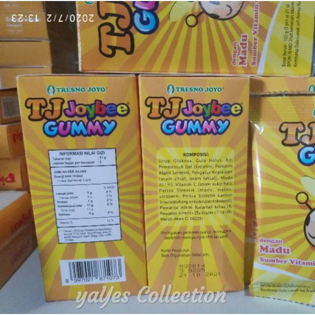 Gummy tj joybee madu vit C 1 sachet 21 g tresnojoyo camilan anak balita jelly snack vitamin permen