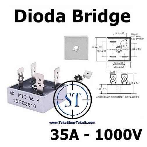 Dioda Bridge KBPC3510 3510 35A 1000V Silicon Kiprok Jembatan Rectifier Mic Hgh Quality Product