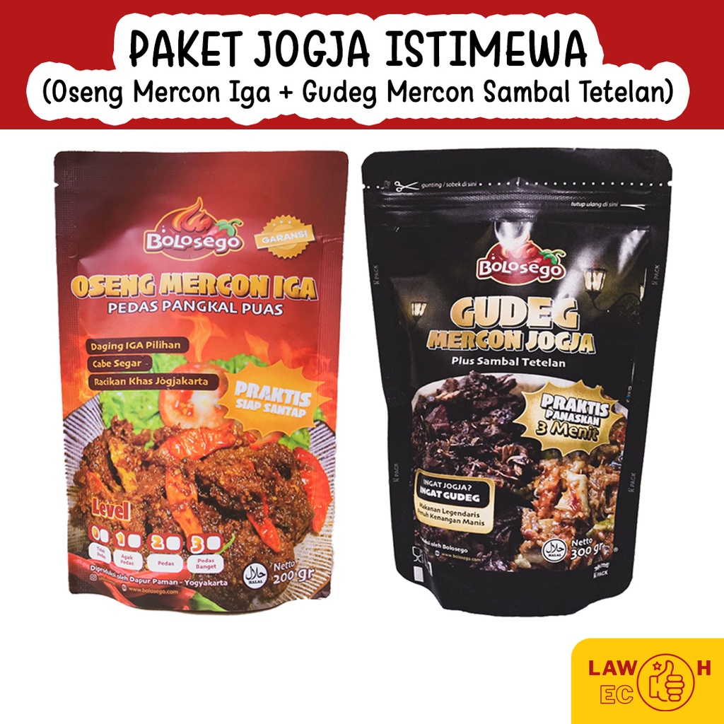 BOLOSEGO Paket Jogja Istimewa (Oseng Mercon Iga + Gudeg Mercon Sambal Tetelan)