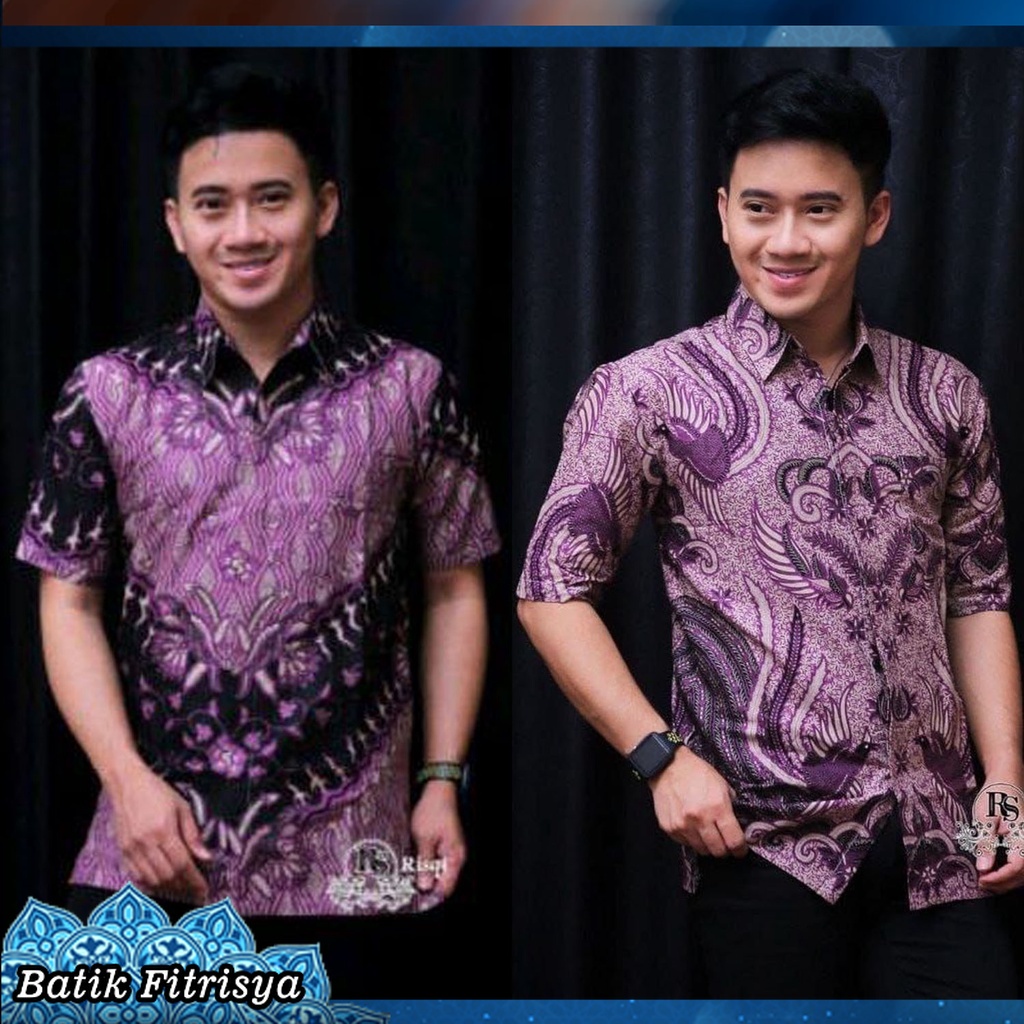 Hem Batik Pria - MOTIF DAUN Ungu COKLAT WAJIK  BATIK PRIA MURAH LARIS