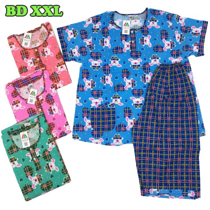 Grosir 3 Stel Baju Tidur Merlin Katun BabyDoll XXL Untuk Update an Motif silahkan chat