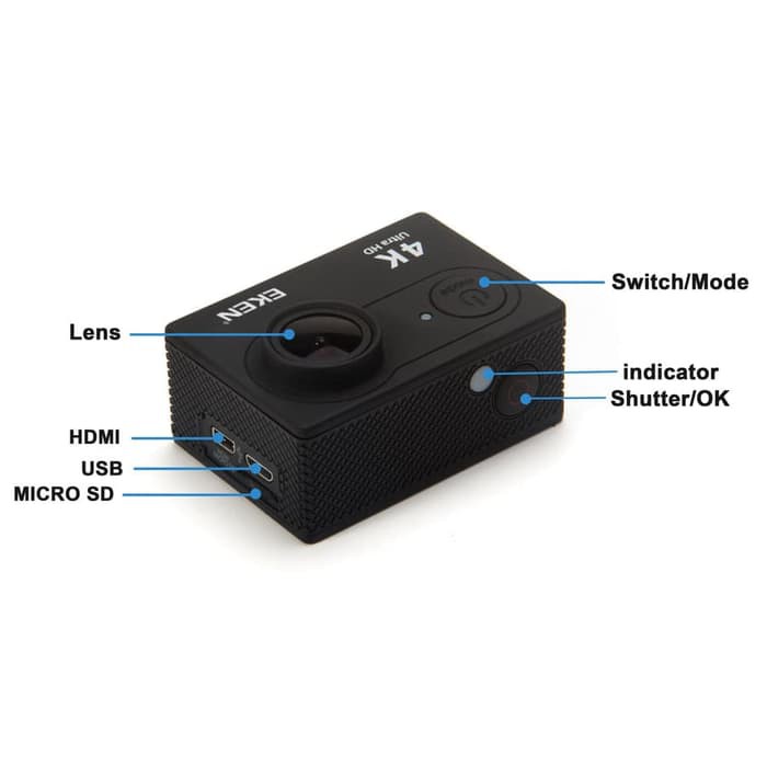 EKEN H9R Action Camera Waterproof 4K WiFi with Remote   Mount Set