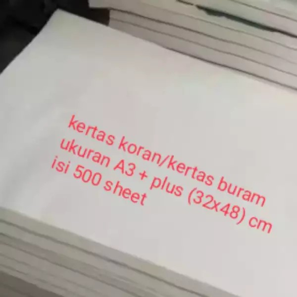 

kertas koran A3+ kertas buram 50 gsm ukuran (32 x 48) cm isi 500 sheet