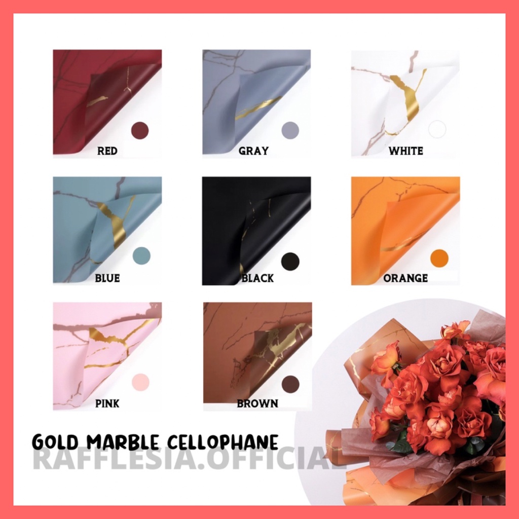 

[5 LEMBAR] FLOWER WRAPPING GOLD MARBLE CELLOPHANE WATERPROOF KERTAS BUKET BUNGA