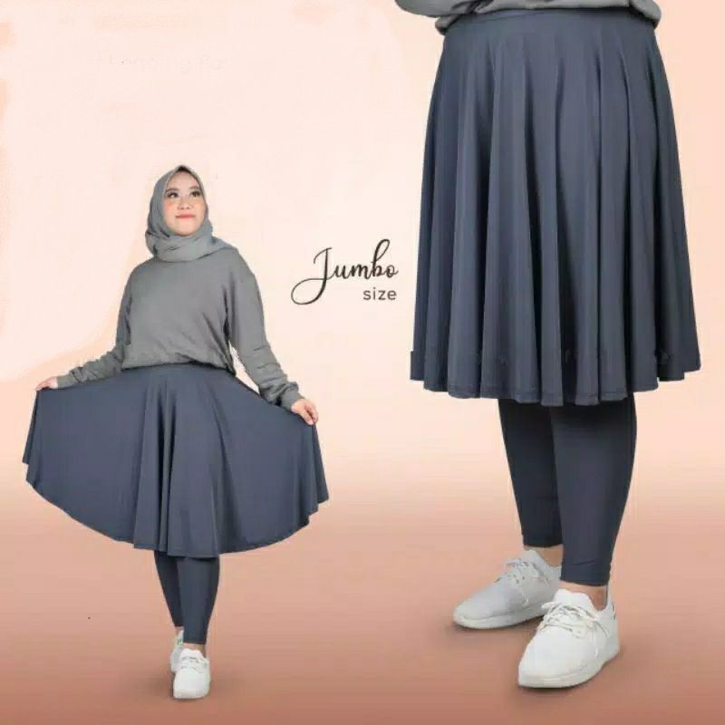 Celana Rok Leging Senam Jumbo Wanita Rok Olahraga Legging Rok Panjang XL XXL leging rok payung jumbo