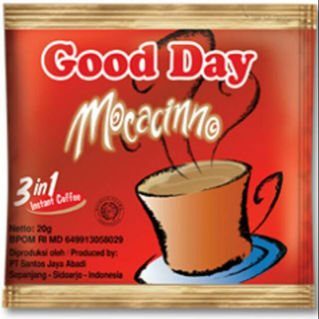 

Kopi good day mocacinno 20gr isi 10pcs/pack/renceng