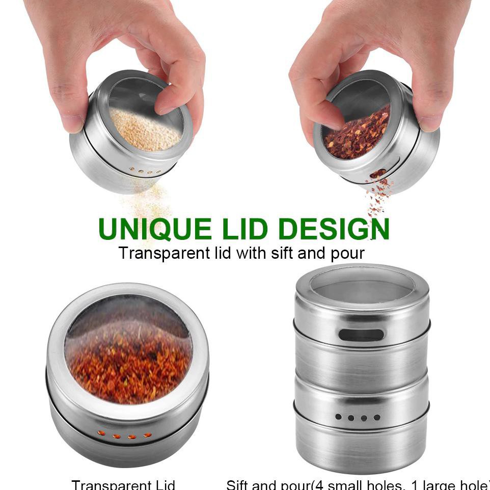 Grab Medan Tempat Bumbu Makanan Magnetic Spice Jar Storage Container Leten C121 - Silver