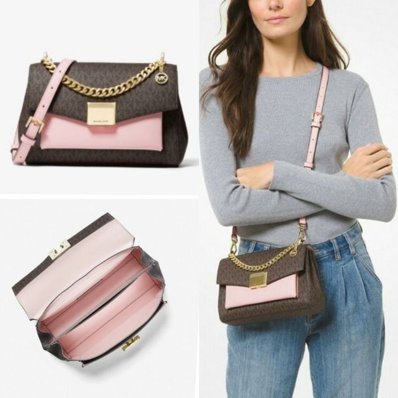 michael kors lita signature black blush pink medium original