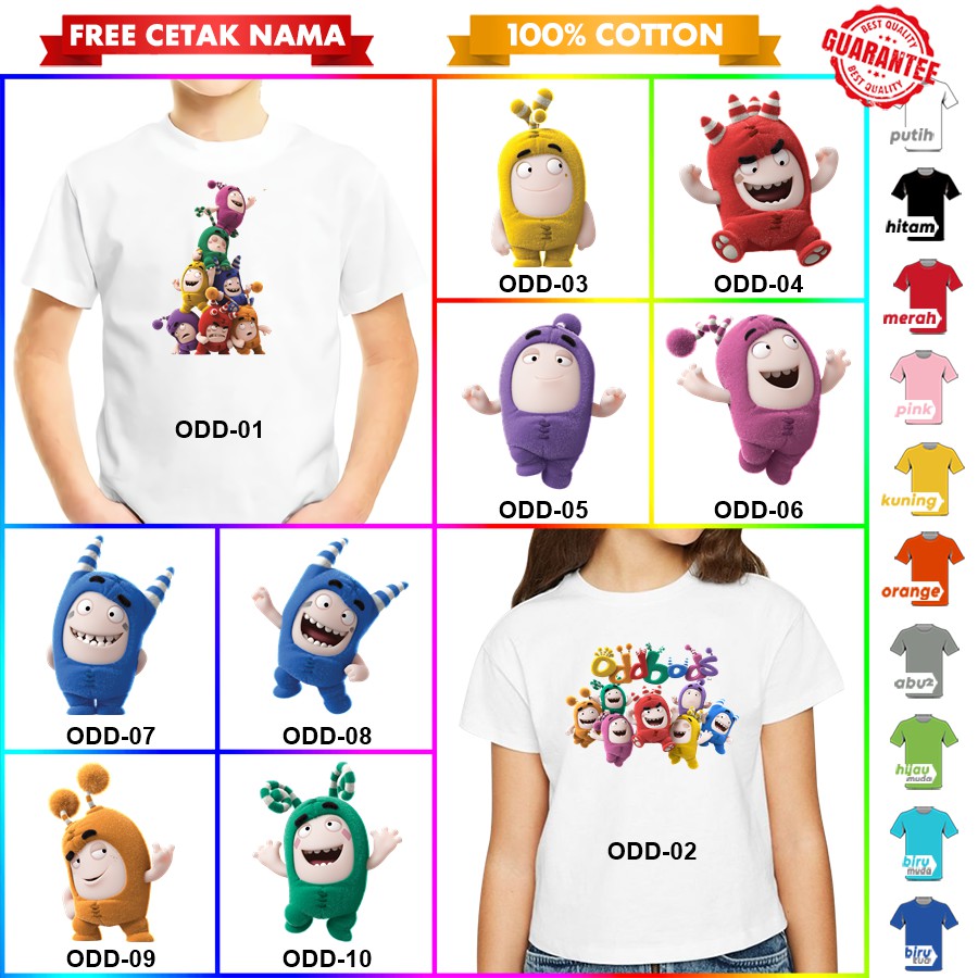 [FREE NAMA!!] Baju Kaos ANAK DAN DEWASA ODDBODS BANYAK MOTIF