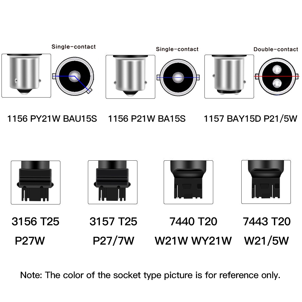 1pc Lampu LED BA15S P21W 1156 BAU15S PY21W T15 W16W 1157 P21 / 5W BAY15D 4014 Chip 12V Untuk Sein Mobil