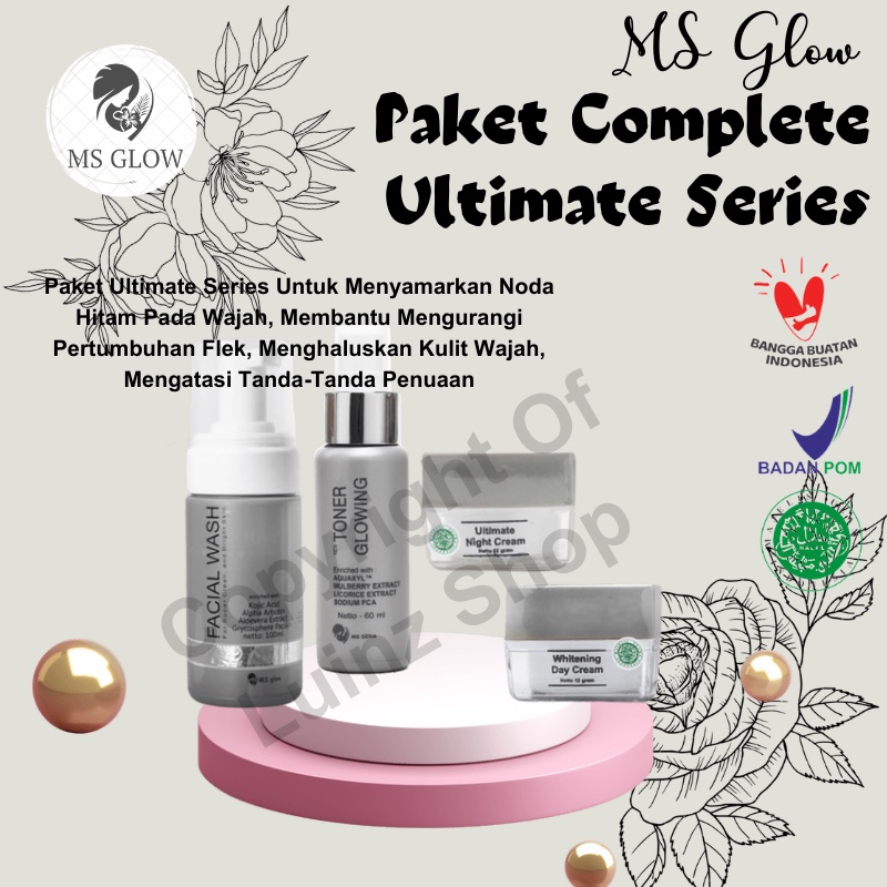 Paket Set MS Glow Ultimate Series Skincare Scincare Skinker Obat Acne Acnes Whitening Pembersih Pemu