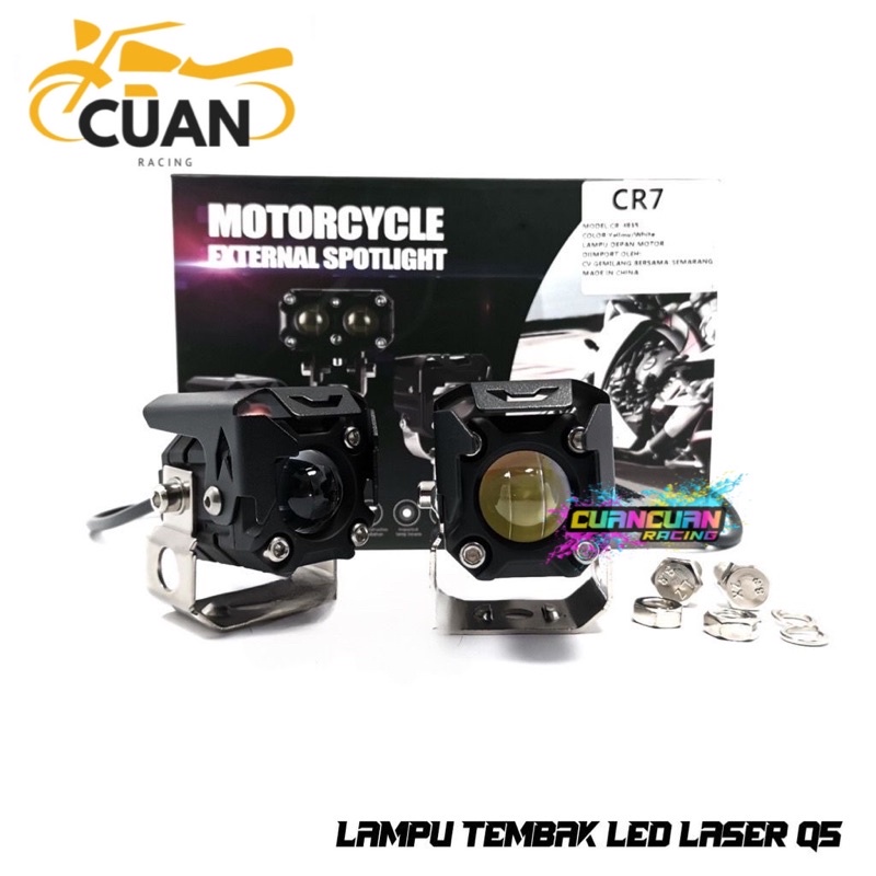 Luminos LED Q5 Putih kuning 2 warna Lampu sorot Motor Mobil  12-80 Volt