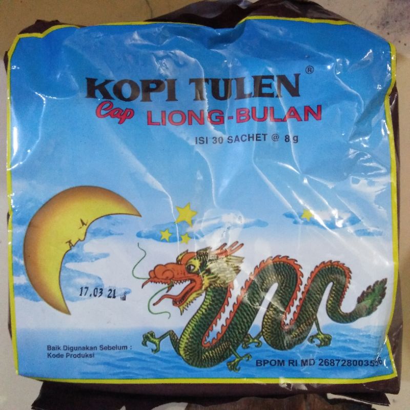 

Kopi liong bulan tanpa gula 8gr (1pack = 30sachet)