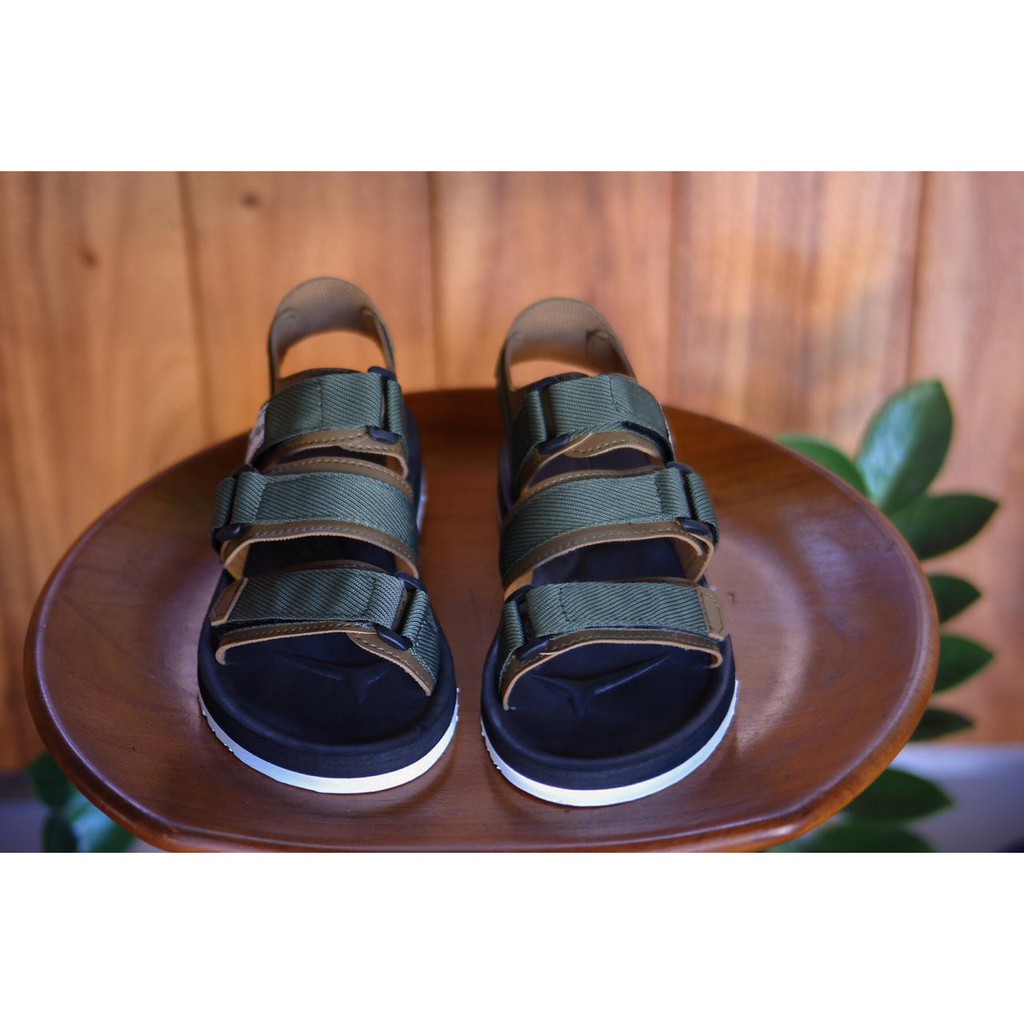 SANDAL KASUAL PRIA WANITA VOLKERFOOTWEAR STRAP 3 VLK ARMY CREAM BLACKSOLE
