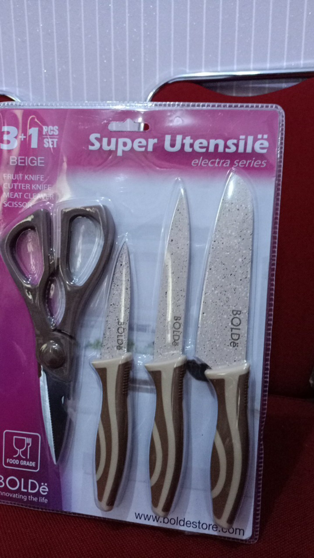 Pisau Set 3+1 Bolde Super Utensil Electra - Knife Set - Gunting Ori