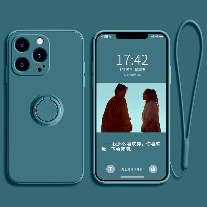 Case Pelindung Kamera Bahan Silikon Dengan Ring Bracket Untuk IPhone 11 12 13 Pro Max Mini 6 6S 7 8 Plus X XR XS