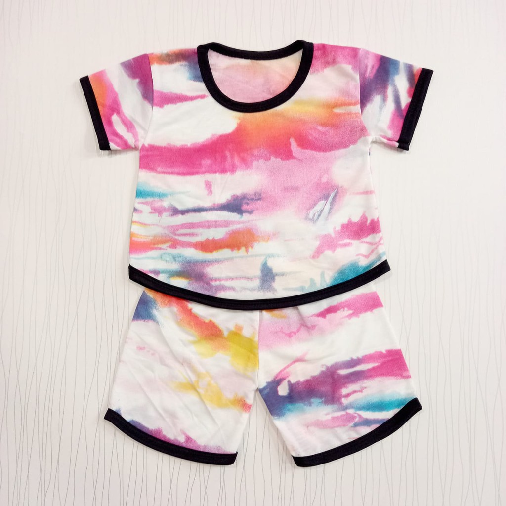 setelan pakaian anak usia 0-12 bulan tie dye