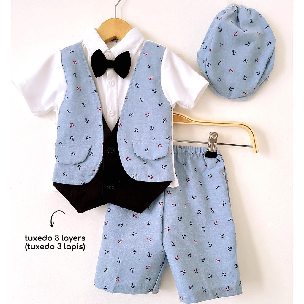 AARON / 3 layers / TRUCK Tuxedo Baju Pesta babeebabyshop Jas Jumper Dasi bayi anak Lucu Terlaris Murah