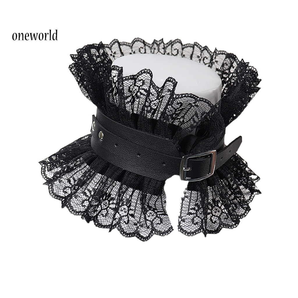 |Onwo Dress Mini Lengan Pendek Untuk Wanita| Kalung Choker Lolita Bahan Lace Gaya Gothic Untuk Kostum Cosplay